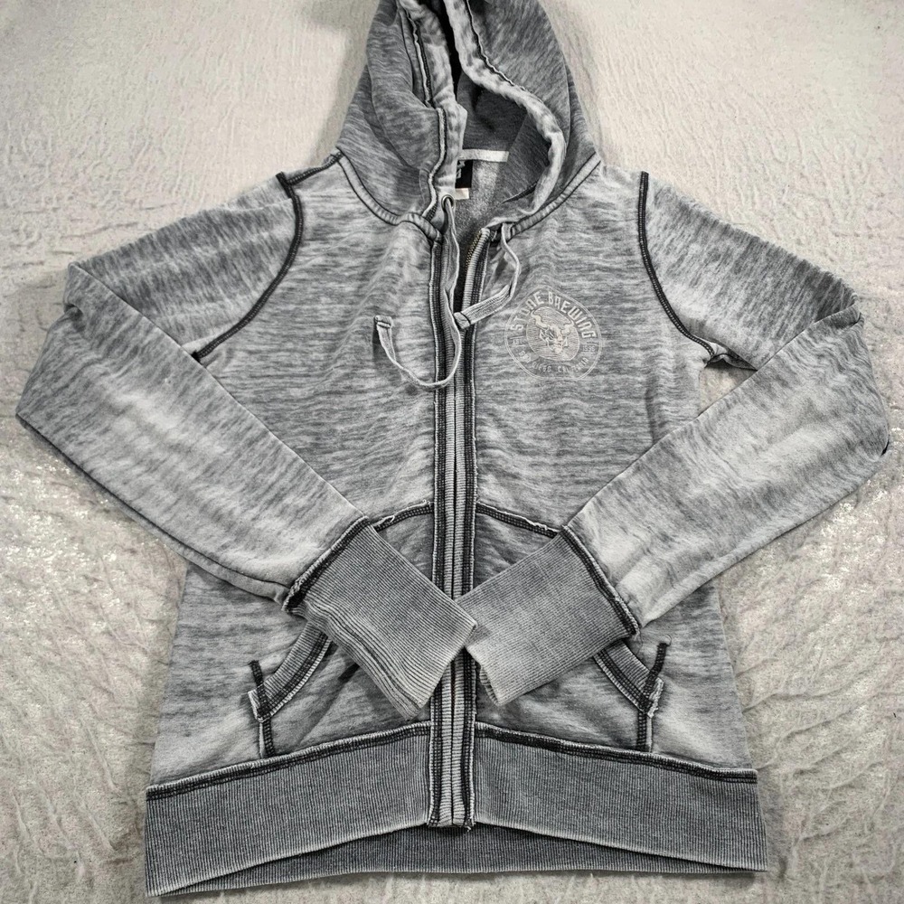 Stone Brewing Hoodie Womens Small Gray‎ Full Zip Sweatshirt San Diego California